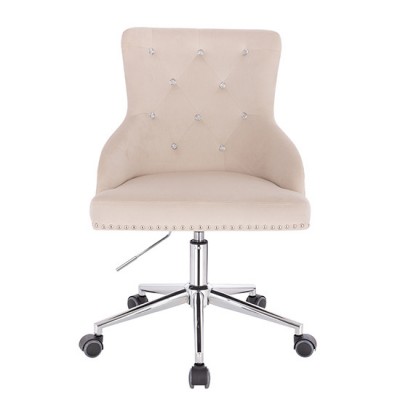 Vanity chair Velvet with Crystals Ivory Color - 5400223