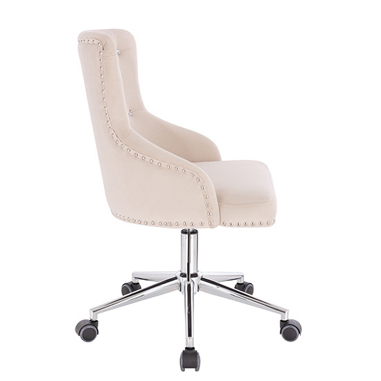 Vanity chair Velvet with Crystals Ivory Color - 5400223