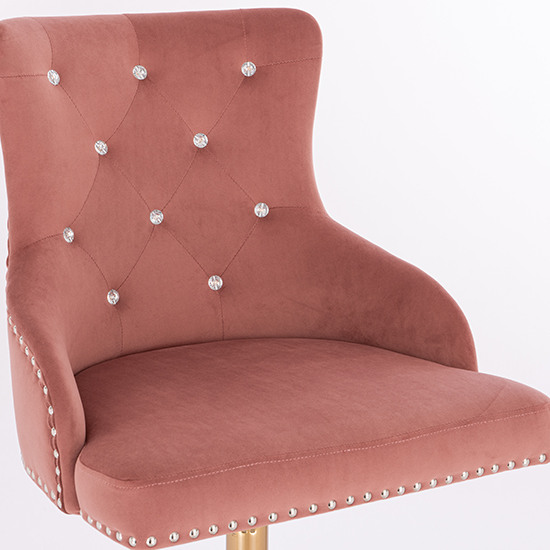 Vanity chair Velvet with Crystals Gold Pink Color - 5400228
