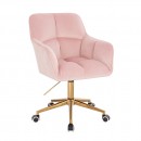 Stylish Chair Velvet Gold Light Pink-5400332 ΣΚΑΜΠΩ ΑΙΣΘΗΤΙΚΗΣ - MANICURE - ΚΟΜΜΩΤΗΡΙΟΥ - ΤΑΤΤΟΟ