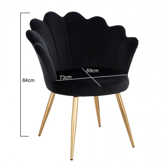 Vanity Chair Shell Premium Quality Black Gold-5400374 BEAUTY & LOUNGE CHAIRS