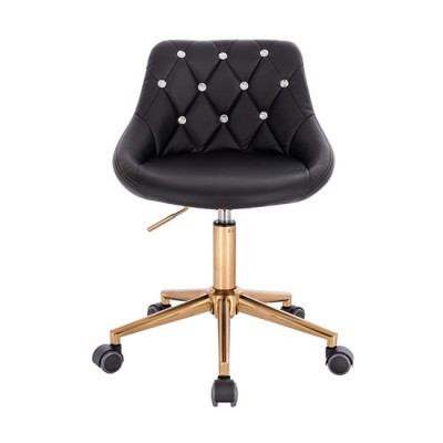 Vanity chair PU Leather Black  Gold Color - 5420133