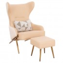 Lounge Chair and relax stool Cream White-5470115 PEDICURE THRONES-ΠΟΛΥΘΡΟΝΕΣ SPA