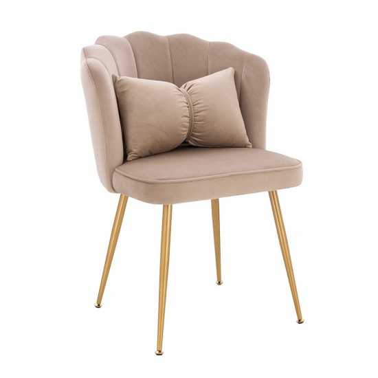 Stylish Beauty Chair Velvet Light Brown Gold-5470269
