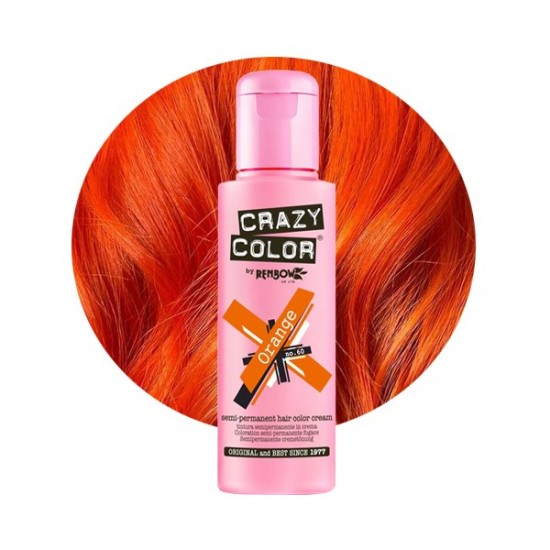 Crazy color ημιμόνιμη κρέμα-βαφή μαλλιών orange no60 100ml - 9002250 CRAZY COLOR