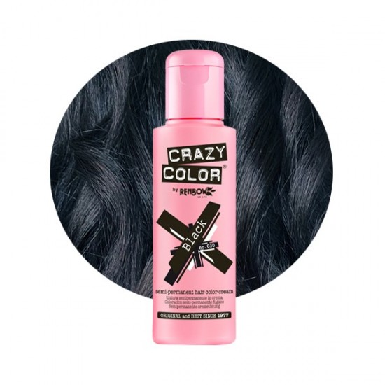 Crazy color ημιμόνιμη κρέμα-βαφή μαλλιών black 100ml no030 - 9002273 CRAZY COLOR