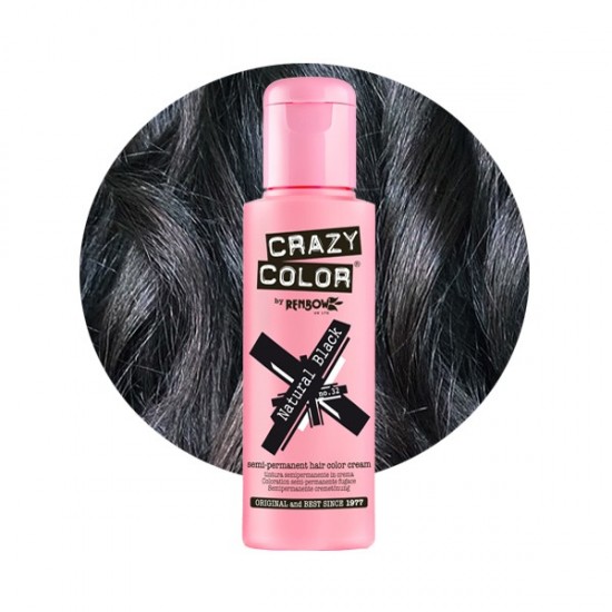 Crazy color ημιμόνιμη κρέμα-βαφή μαλλιών natural black no32 100ml - 9002284 CRAZY COLOR