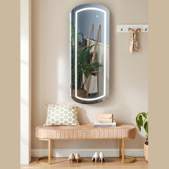 Wall Jewelry Cabinet με καθρέφτη Led με 3 επίπεδα φωτισμού και λειτουργία αφής -6900245