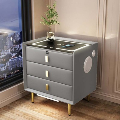 Smart bedside table Leather Passion Light Gray - 6900182