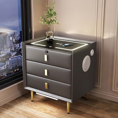 Smart bedside table Leather Passion Dark Gray - 6900185