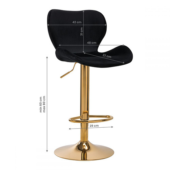 Bar stool velvet QS-B15 Black - 0141185 MAKE UP FURNITURES