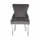 Luxury Chair French Velvet Lion King Dark Grey-5470224 KING & QUEEN FURNITURE