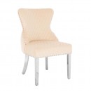Luxury Chair French Velvet Lion King Beige Silver-5470225 KING & QUEEN FURNITURE