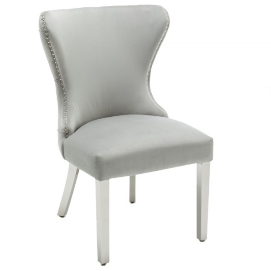 Luxury Chair French Velvet All time Classic Light Grey - 6920025 MAKE UP FURNITURES
