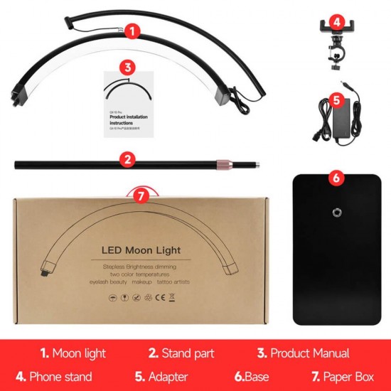 Professional led moon light Pro innovation Patented 27 inch White-6600067 RING & BEAUTY LIGHTS