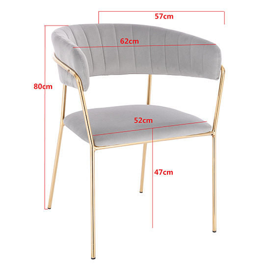 Nordic Style Luxury Beauty Chair Velvet Light Grey color - 5400244