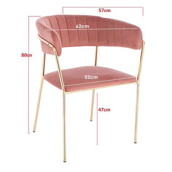 Nordic Style Luxury Beauty Chair Velvet Pink color - 5400243