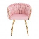 Nordic Style Luxury Beauty Chair Velvet Light Pink Gold-5400364 BEAUTY & LOUNGE CHAIRS