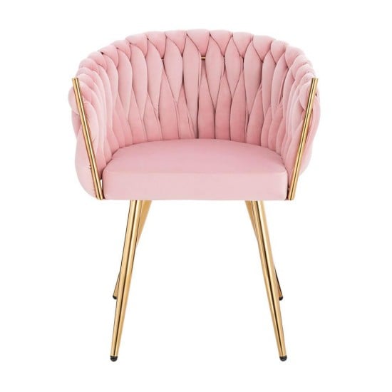 Nordic Style Luxury Beauty Chair Velvet Light Pink Gold-5400364 BEAUTY & LOUNGE CHAIRS
