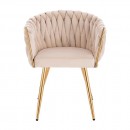 Nordic Style Luxury Beauty Chair Velvet Beige Gold-5400368 BEAUTY & LOUNGE CHAIRS
