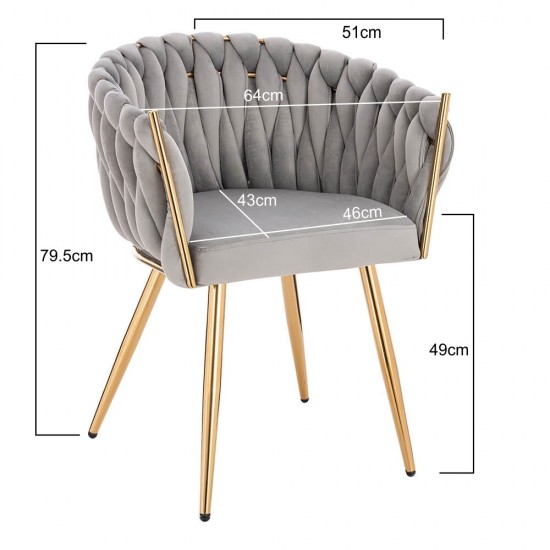 Nordic Style Luxury Beauty Chair Velvet Light Gray Gold-5400371 BEAUTY & LOUNGE CHAIRS