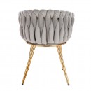 Nordic Style Luxury Beauty Chair Velvet Light Gray Gold-5400371 BEAUTY & LOUNGE CHAIRS