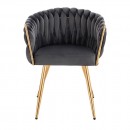 Nordic Style Luxury Beauty Chair Velvet Dark Gray Gold-5400372 BEAUTY & LOUNGE CHAIRS