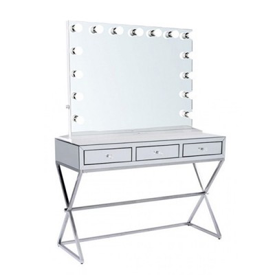 Mirrored Dressing Makeup Table & Hollywood Mirror Kit - 7775058