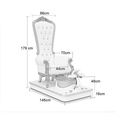 Throne Spa pedicure chair wood frame με φωτισμό Led White & Silver - 6950102