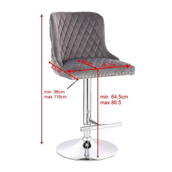 Luxury Bar stool Lion King Velvet Dark Grey - 5450103 BAR STOOLS