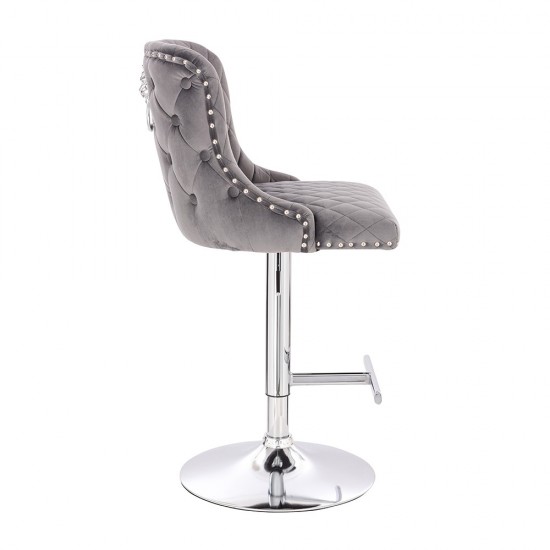 Luxury Bar stool Lion King Velvet Dark Grey - 5450103 BAR STOOLS