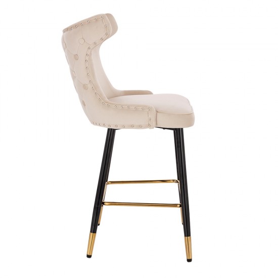 Luxury Bar stool Velvet Cream Gold- 5450110 BAR STOOLS