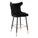Luxury Bar stool Velvet Black Gold - 5450112 BAR STOOLS
