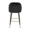 Luxury Bar stool Velvet Black Gold - 5450113 BAR STOOLS