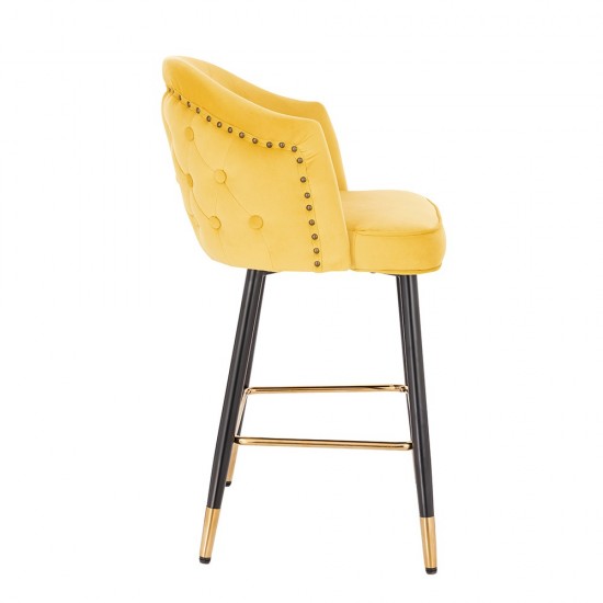 Luxury Bar stool Velvet Yellow Gold - 5450114 BAR STOOLS