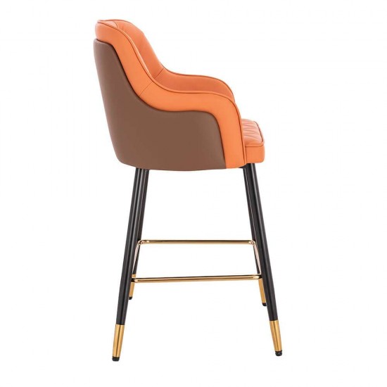 Luxury Bar stool Nappa Orange Brown-5450116 BAR STOOLS