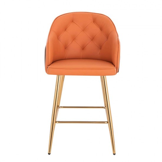 Luxury Bar stool Nappa Orange Brown-5450118 BAR STOOLS