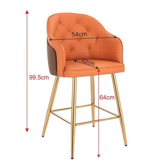 Luxury Bar stool Nappa Orange Brown-5450118 BAR STOOLS