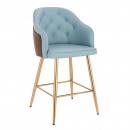 Luxury Bar stool Nappa Light Blue Brown-5450120 BAR STOOLS