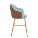 Luxury Bar stool Nappa Light Blue Brown-5450120 BAR STOOLS