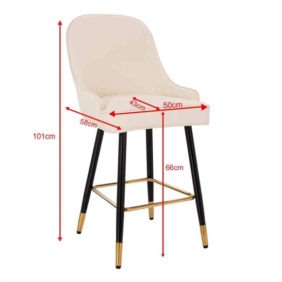 Luxury Bar stool Pu Leather Cream-5450122 BAR STOOLS