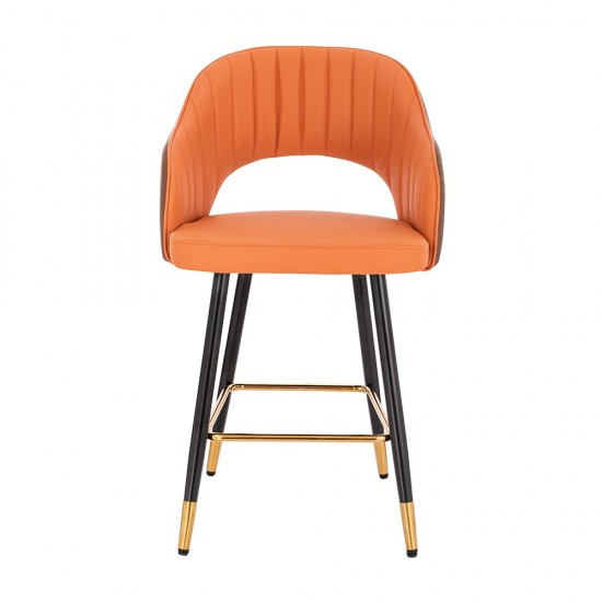 Luxury Bar stool Pu Leather Orange Brown-5450128 BAR STOOLS