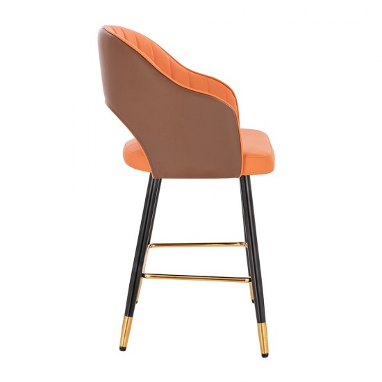 Luxury Bar stool Pu Leather Orange Brown-5450128 BAR STOOLS