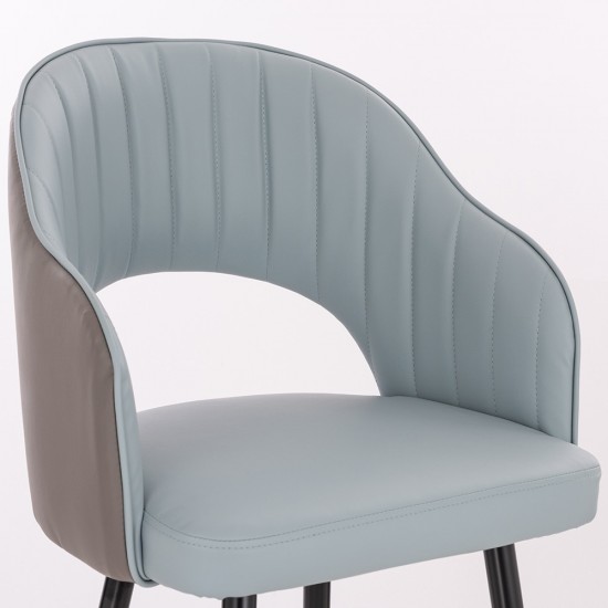 Luxury Bar stool Pu Leather Light and Dark Grey-5450129 BAR STOOLS