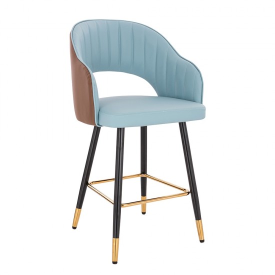 Luxury Bar stool Pu Leather Blue Brown-5450130 BAR STOOLS