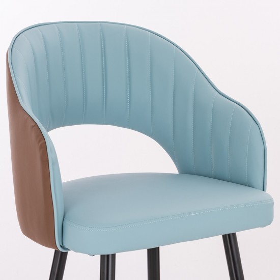 Luxury Bar stool Pu Leather Blue Brown-5450130 BAR STOOLS