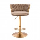 Luxury Bar stool Velvet Light Brown Gold-5450150
