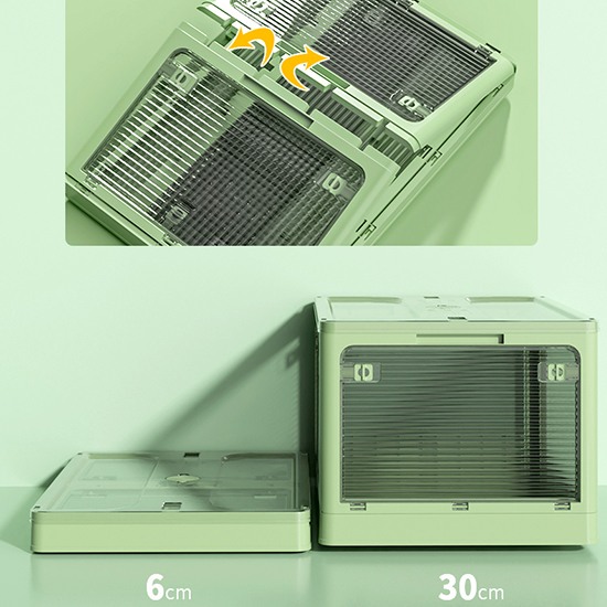 Πτυσσόμενο κουτί αποθήκευσης με πλαϊνά ανοίγματα Medium Green 40,5*29*24cm - 6930229 BEAUTY & STORAGE  BOXES