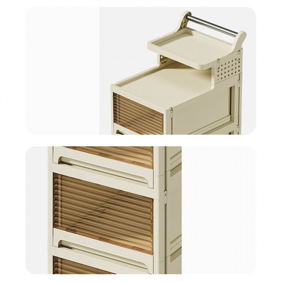Vanity Storage Station 3 drawers Large Beige 49*36*98cm - 6930350 BEAUTY & STORAGE  BOXES
