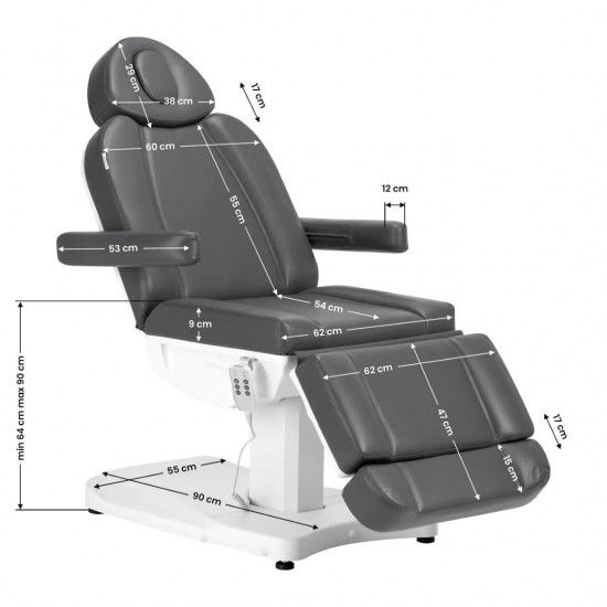 Επαγγελματική ηλεκτρική καρέκλα αισθητικής 803D με 3 μοτέρ Grey-0148392 ΚΑΡΕΚΛΕΣ ΜΕ ΗΛΕΚΤΡΙΚΗ ΑΝΥΨΩΣΗ